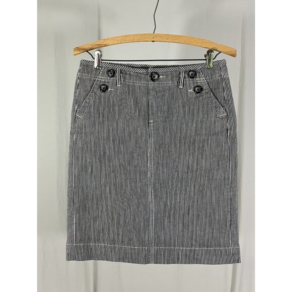 Gap Ltd Edition Women’s Blue/White Railroad Stripes Skirt Size 1 Preppy Academia - Picture 1 of 10